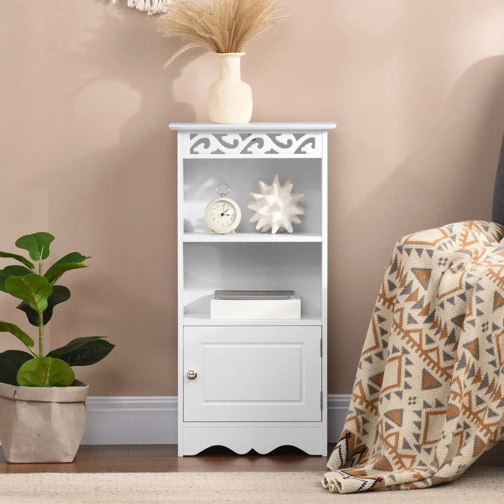 Mobile da Bagno con Armadietto 2 Ripiani ¨C Minimal ¨C MDF Bianco 40x23x80 cm
