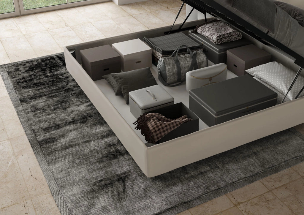 BS COM Letto contenitore imbottito 180x200 similpelle tortora