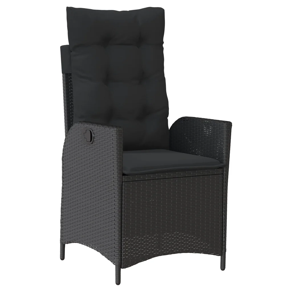 Set da Pranzo da Giardino 4 pz con Cuscini Nero in Polyrattan 3277452