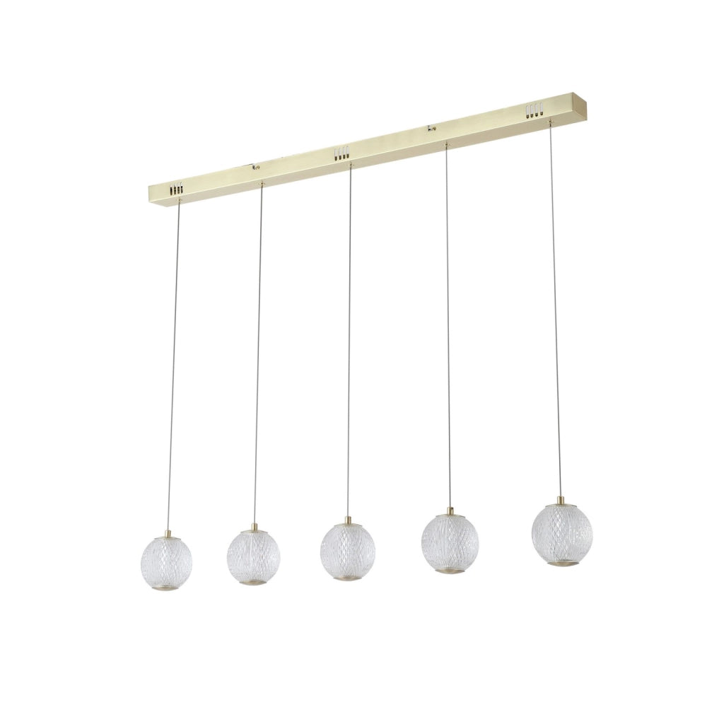 Allure 5Lt Bar Pendant - Metallo ottone satinato e acrilico trasparente