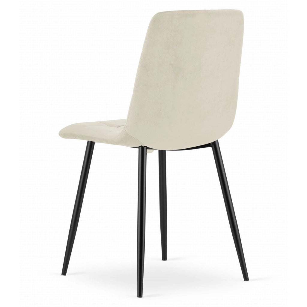 Sedia Kara in velluto beige con gambe nere