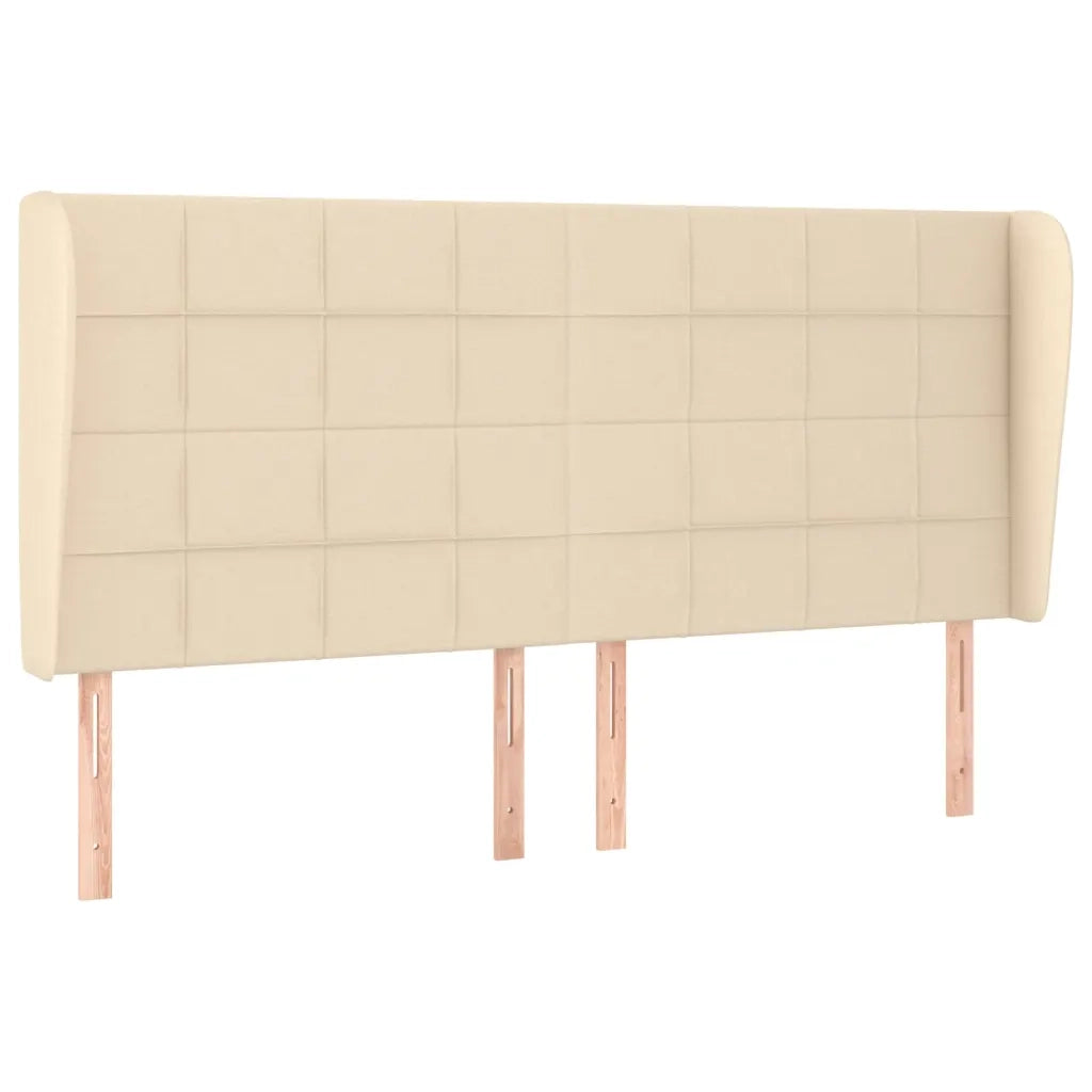 Testiera | Testata ad Orecchio Crema 163x23x118/128 cm in Tessuto