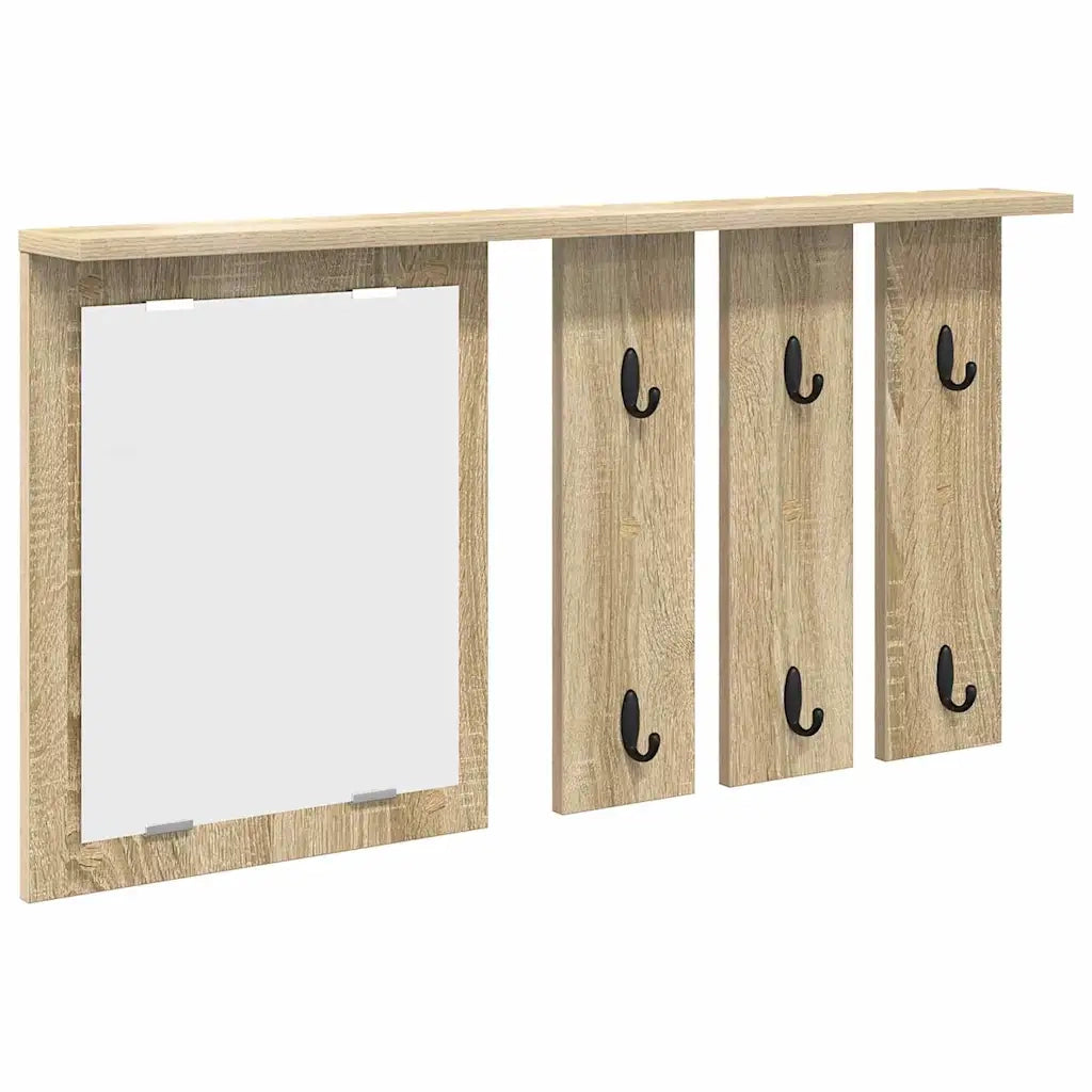 Appendiabiti a muro con specchio rovere sonoma 85 x 10 x 45 cm 874485