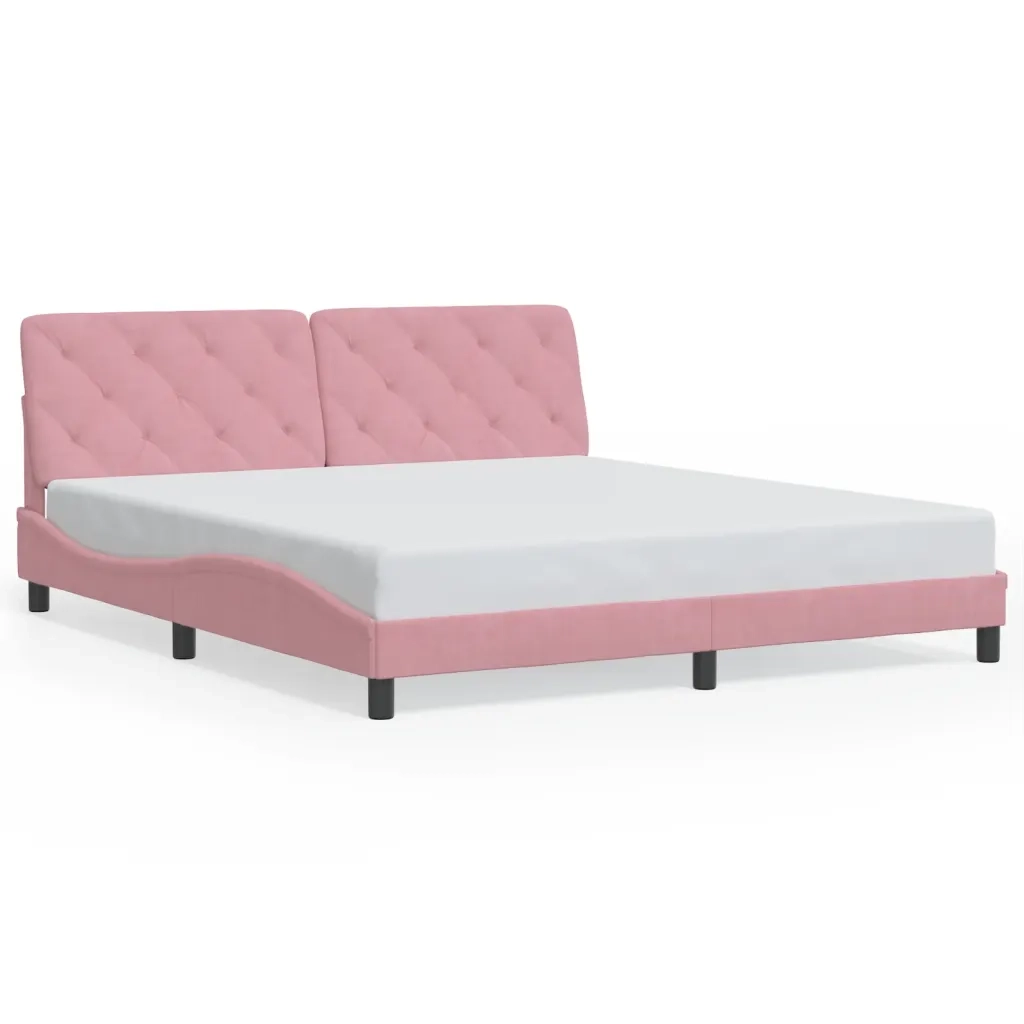 Letto matrimoniale | Letto per adulti | Giroletto con LED senza Materasso Rosa 180x200 cm in Velluto