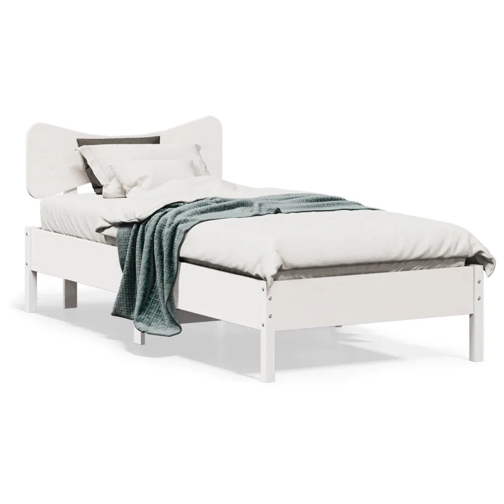 Letto singolo | Letto per adulti | Giroletto senza Materasso Bianco 100x200 cm Legno Massello Pino