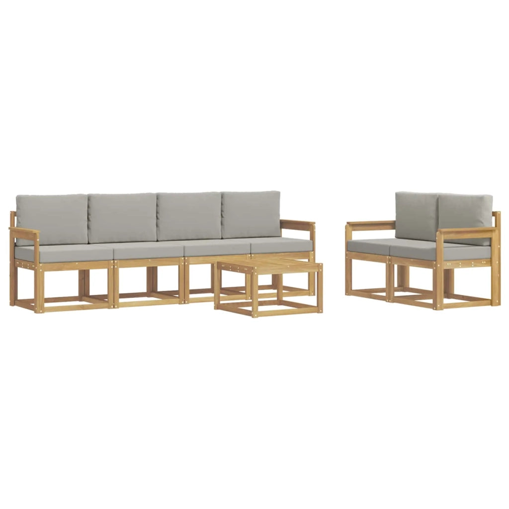 Set di divani da esterno 7 pz Bianco e Grigio Chiaro Poliestere 3387270