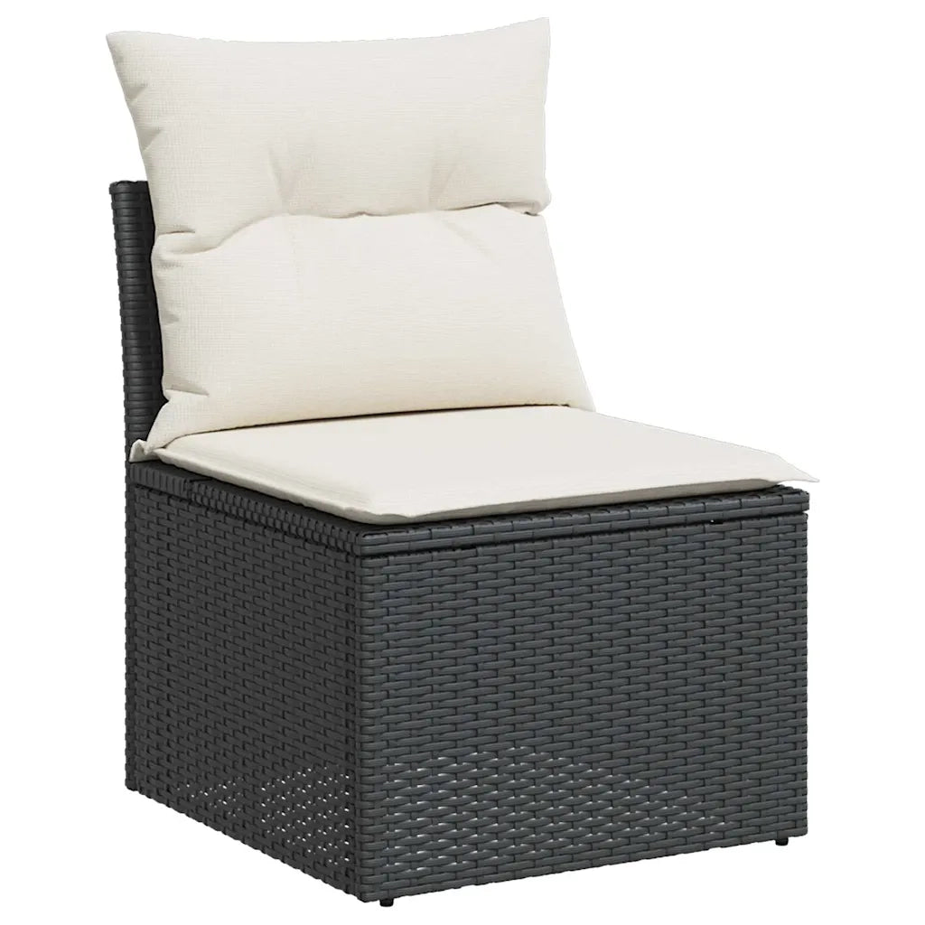 Set Divani da Giardino 5 pz | Set Salotto da Giardino con Cuscini in Polyrattan Nero