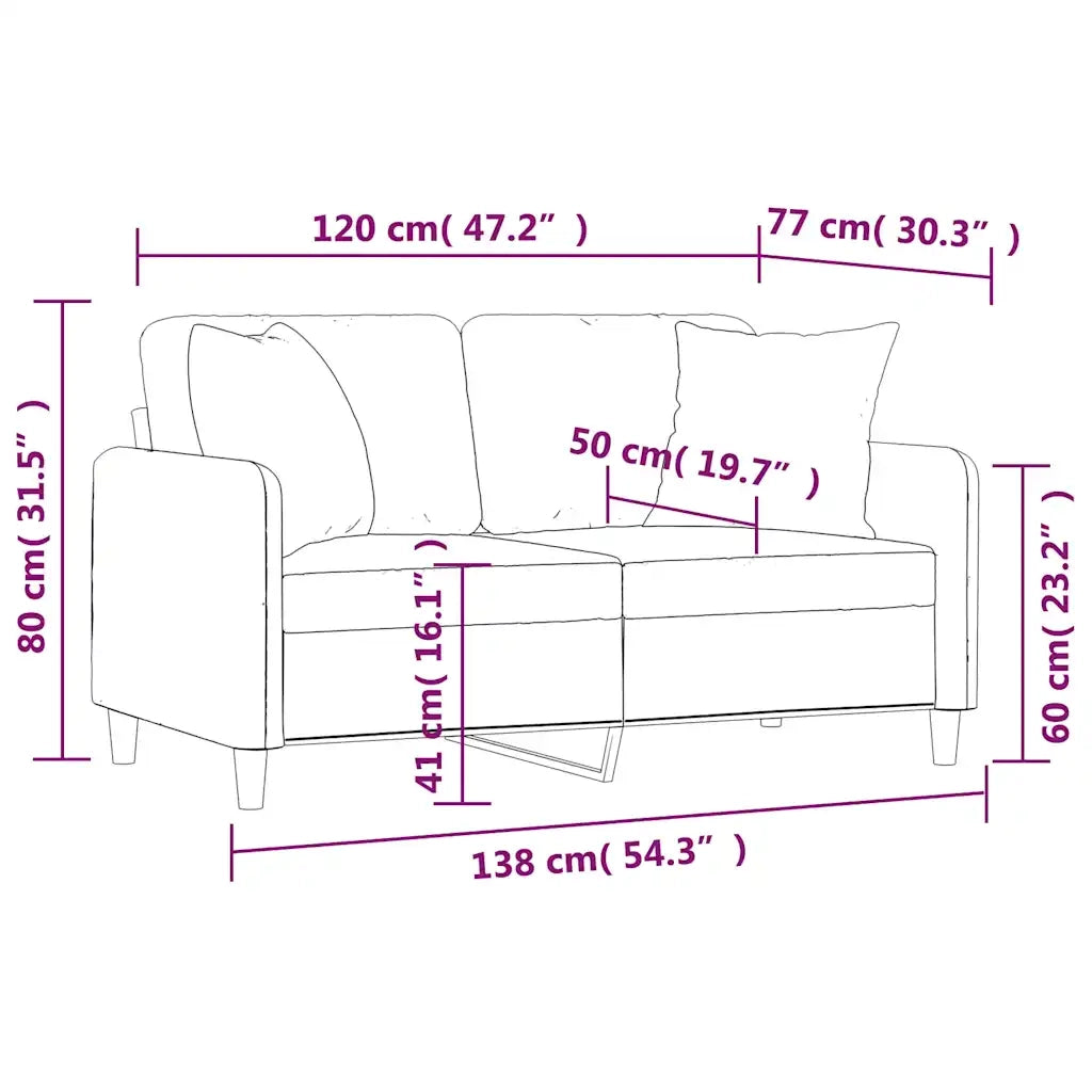 Divano a 2 Posti con Cuscini-Sofa 2 Posti con Cuscini Nero 120 cm in Tessuto 615541