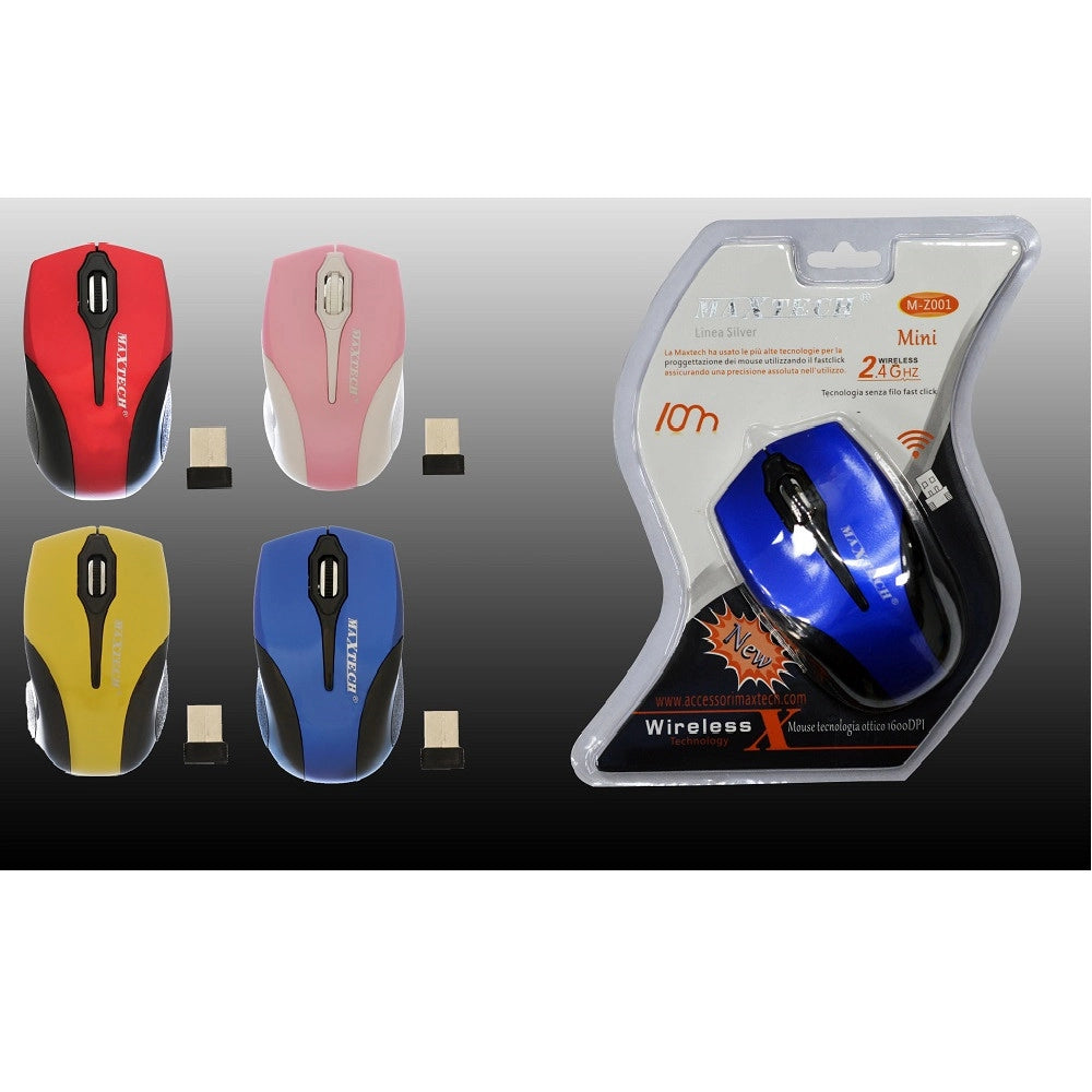 Trade Shop - Mouse Wifi Pc Computer Usb2.0 Senza Fili Wireless 2.4 Ghz Maxtech Win-ios M-z001 -