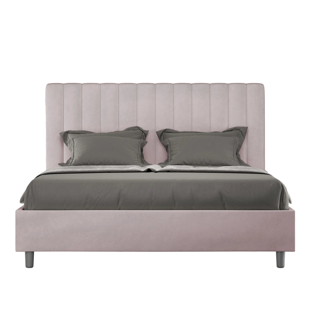 BS COM Letto una piazza e mezza con rete imbottito 130x210 microfibra glicine
