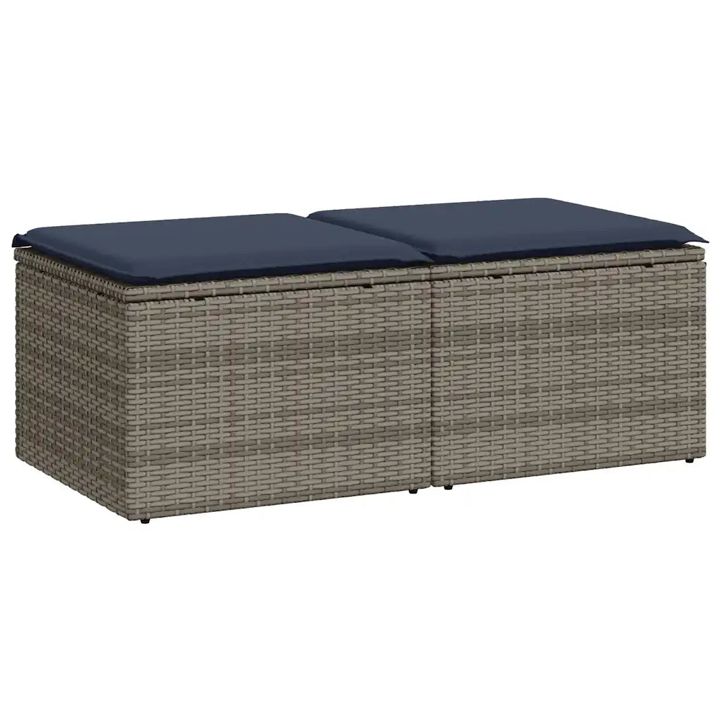 Set Divano Giardino 2 pz con Cuscini Grigio Polyrattan Acacia 3328684