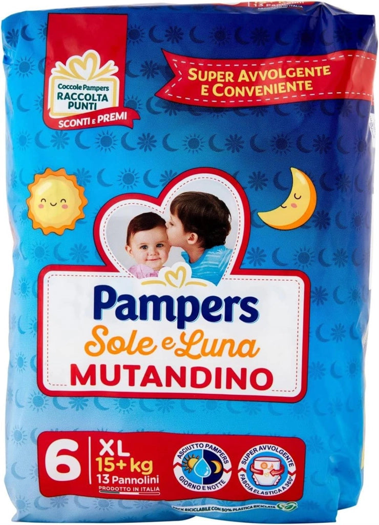 PANNOLINI PAMPERS SOLE E LUNA MUTANDINO CONFEZIONE DA 13PZ XL TAGLIA 6