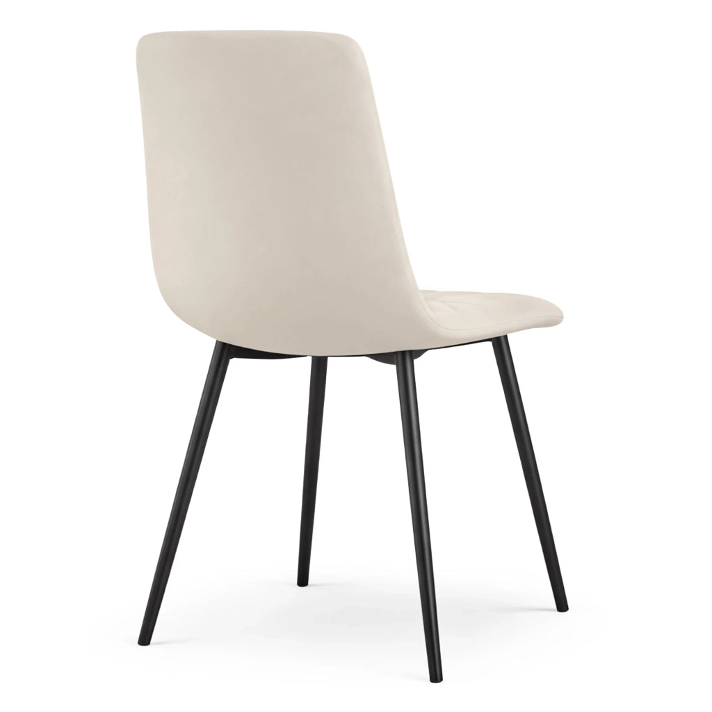 Set di 8 Sedie in velluto trapuntate MILO Beige gambe nere