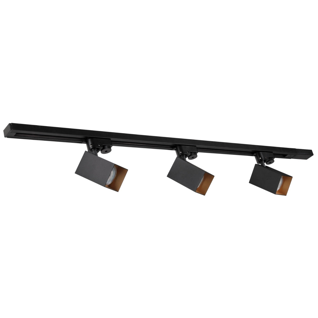 Kit binario Polux Square nero oro 1m 3 faretti GU10