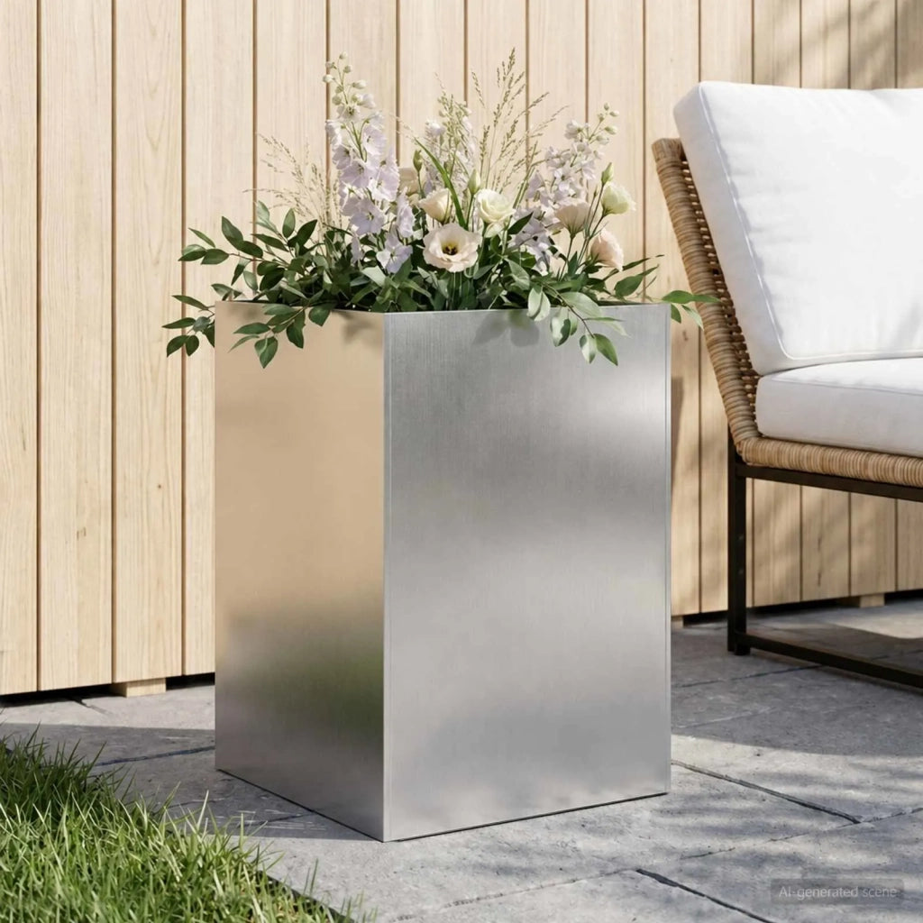 Vaso da giardino Argento 40 x 40 x 75 cm Acciaio Inox 8005380