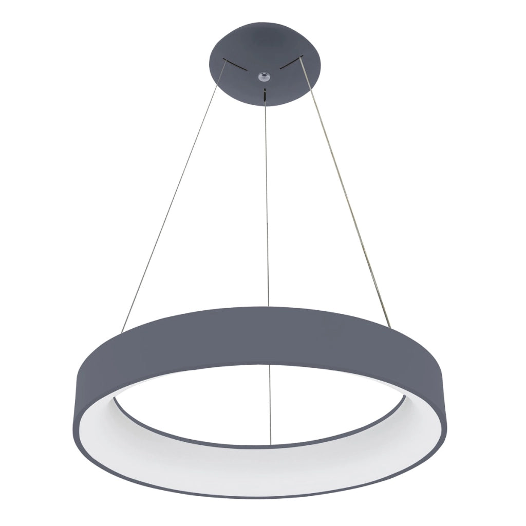 Lampada sospesa minimal grigia anello LED 42W Chiara