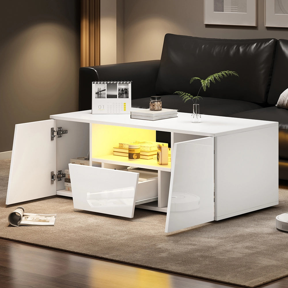 Tavolino irregolare - Xylo - 100x50cm LED 2 armadi bianco