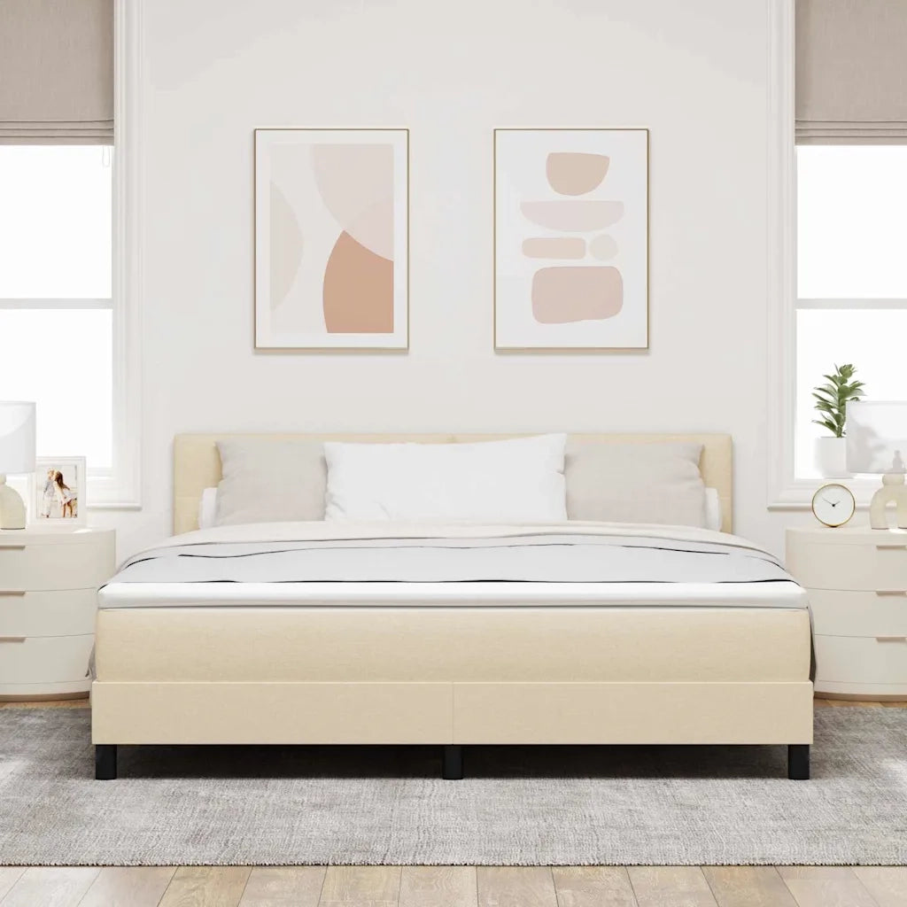 Letto a molle con materasso con led Crema 180 x 200 cm Tessuto 3342231