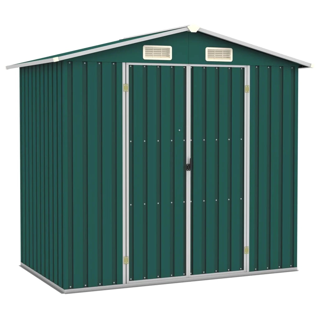Casetta da giardino cabina ripostiglio casetta da esterno robusta casetta per attrezzi 205 x 129 x 183 cm acciaio zincato verde 02_0022372