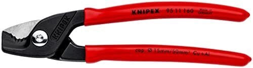KNIPEX 95 11 160 StepCut Cesoia per cavi rivestiti in resina sintetica lunghezza 160 mm taglia fino a 50 mm² colore Nero