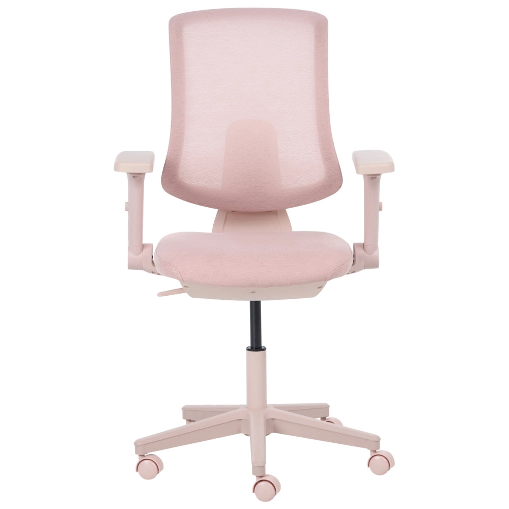 Sedia da ufficio in tessuto e rete rosa, schienale e braccioli regolabili, design moderno, per l'ufficio domestico