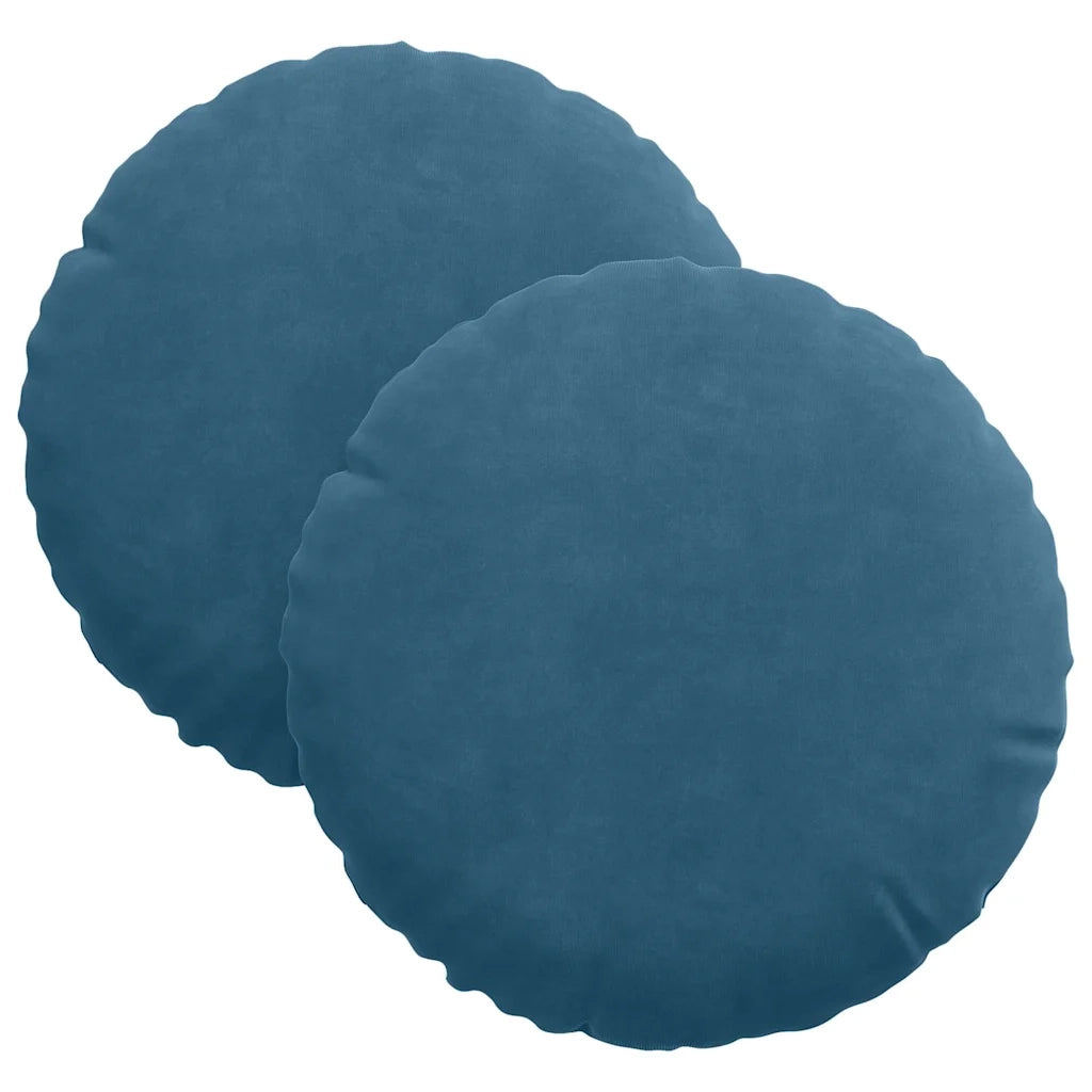 Cuscini per Seduta 2 pcs Blu Ø30 x 13 cm Velluto 42014099