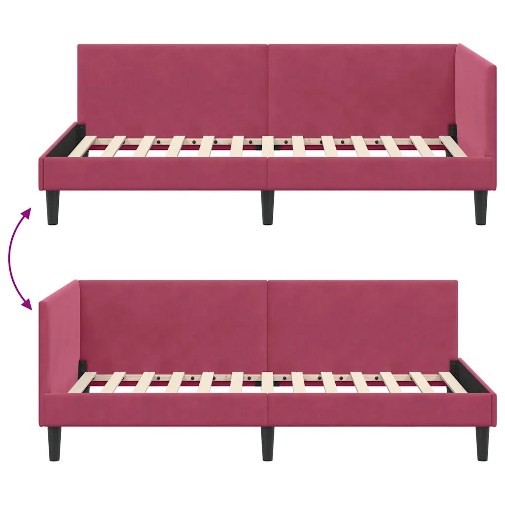 Cornice del letto ad angolo Rosso Vino 80 cm x 200 cm Velluto 42016210