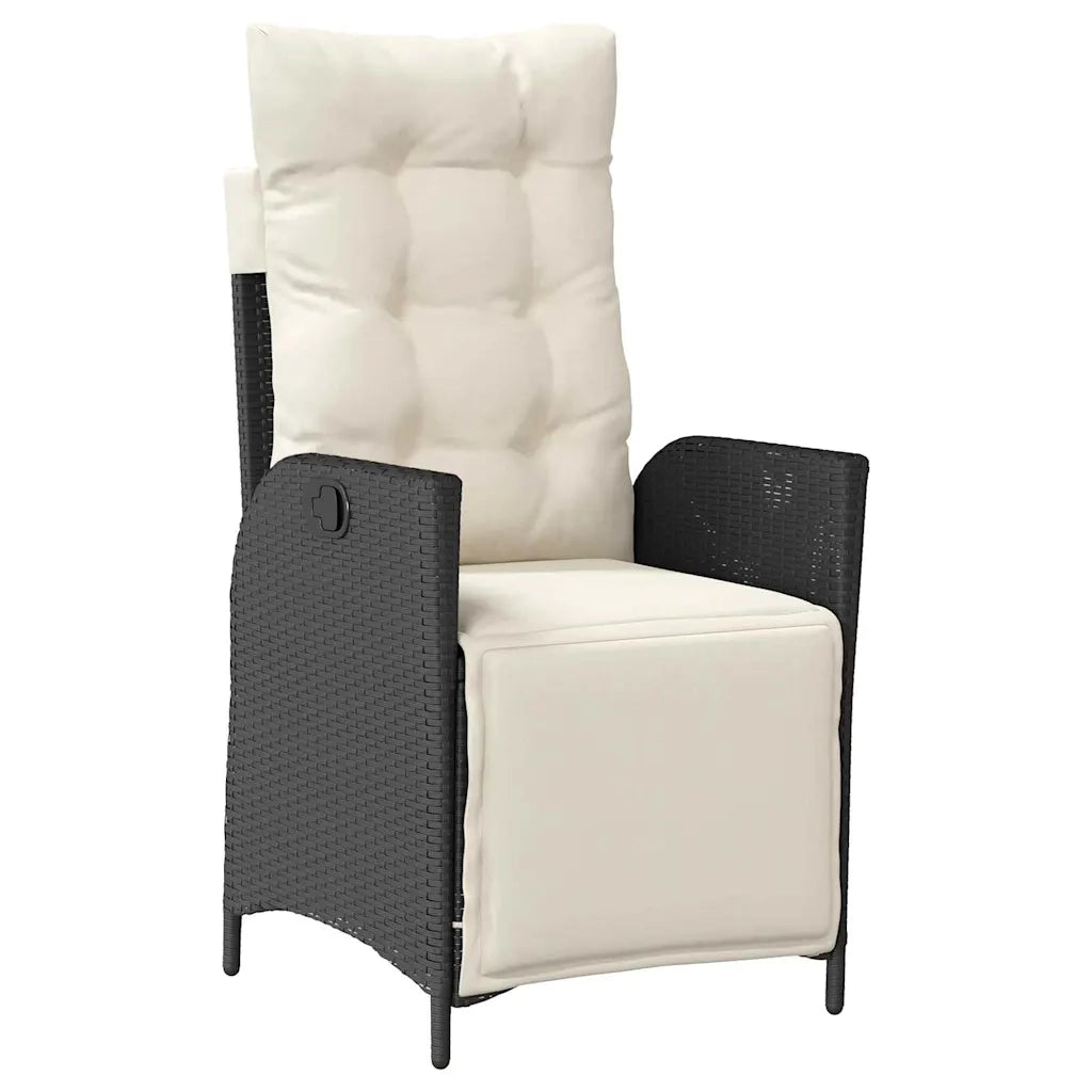 Set da Pranzo per Giardino con cuscino 3 pcs Nero polyrattan