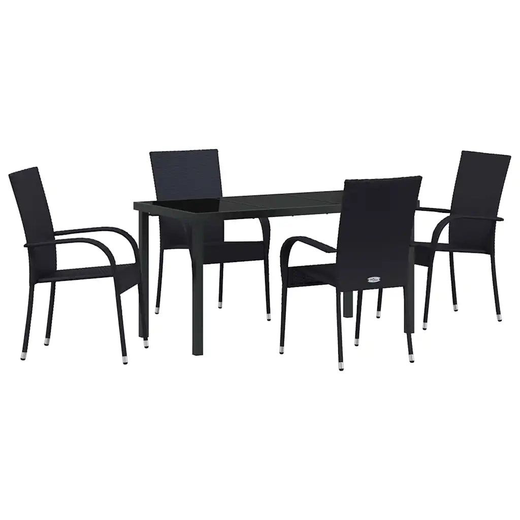 Set da Pranzo per Giardino 5 pcs Nero 3379403