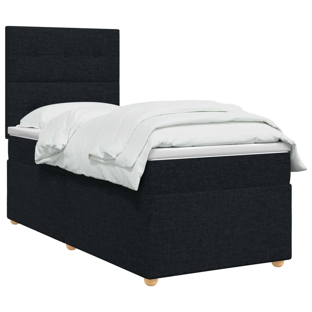 Letto Box Spring LED con Materasso Nero 100 x 200 cm Tessuto 3455792