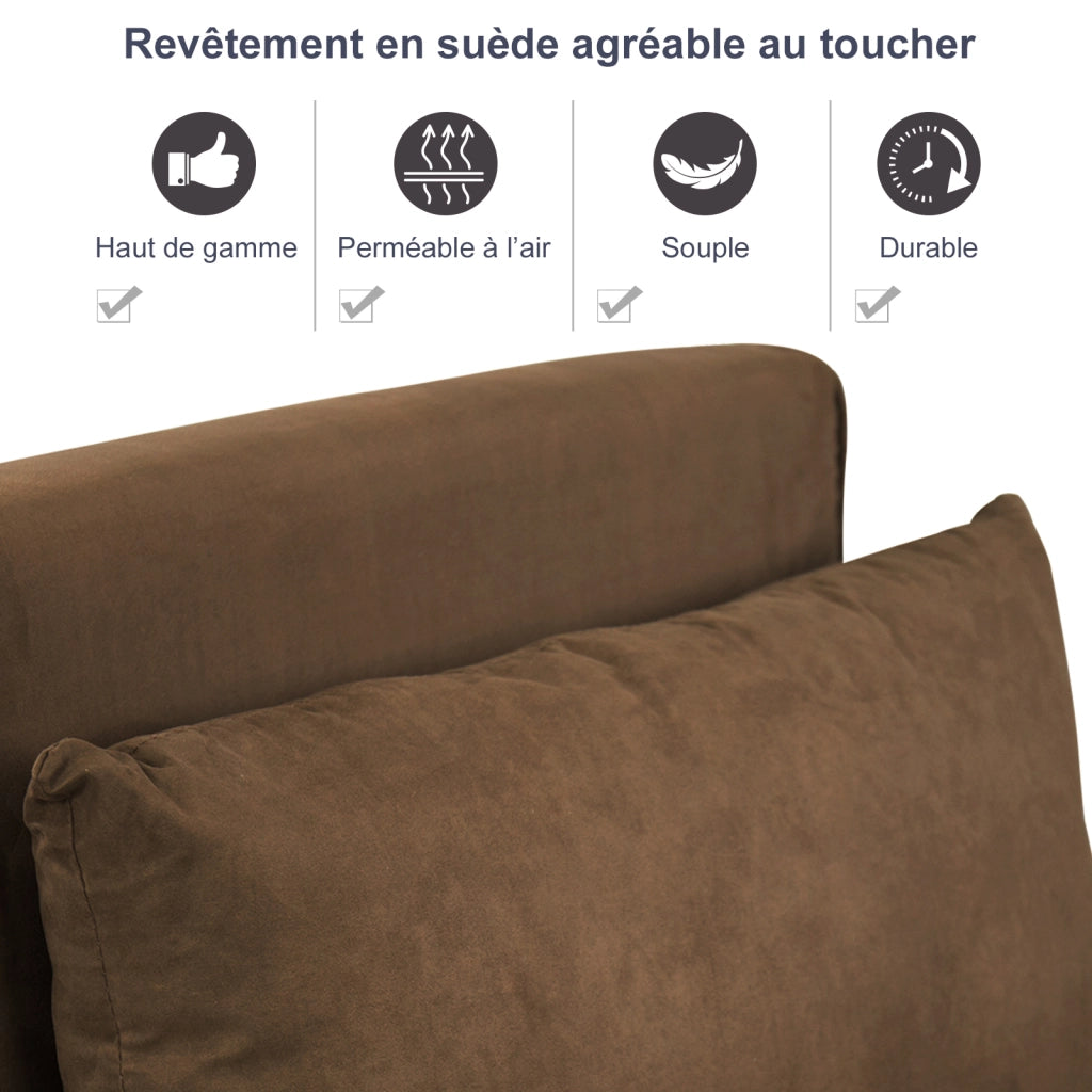 Poltrona letto ¨C Minimal ¨C Marrone, imbottito, con cuscino