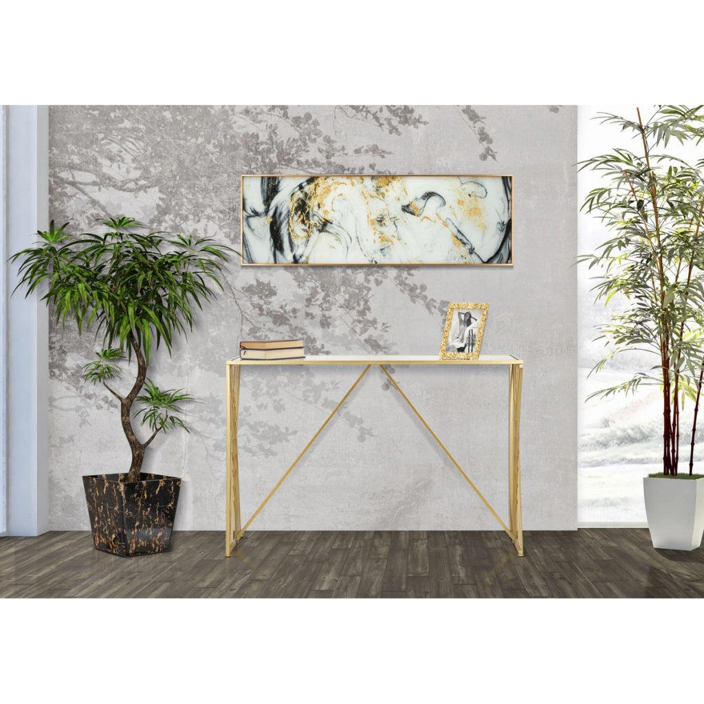 Tavolo Consolle VKH624, Oro, Metallo, 120x40x80 cm