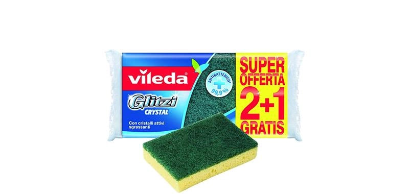 VILEDA SPUGNA DA CUCINA GLITZI CRYSTAL 2 + 1 OMAGGIO