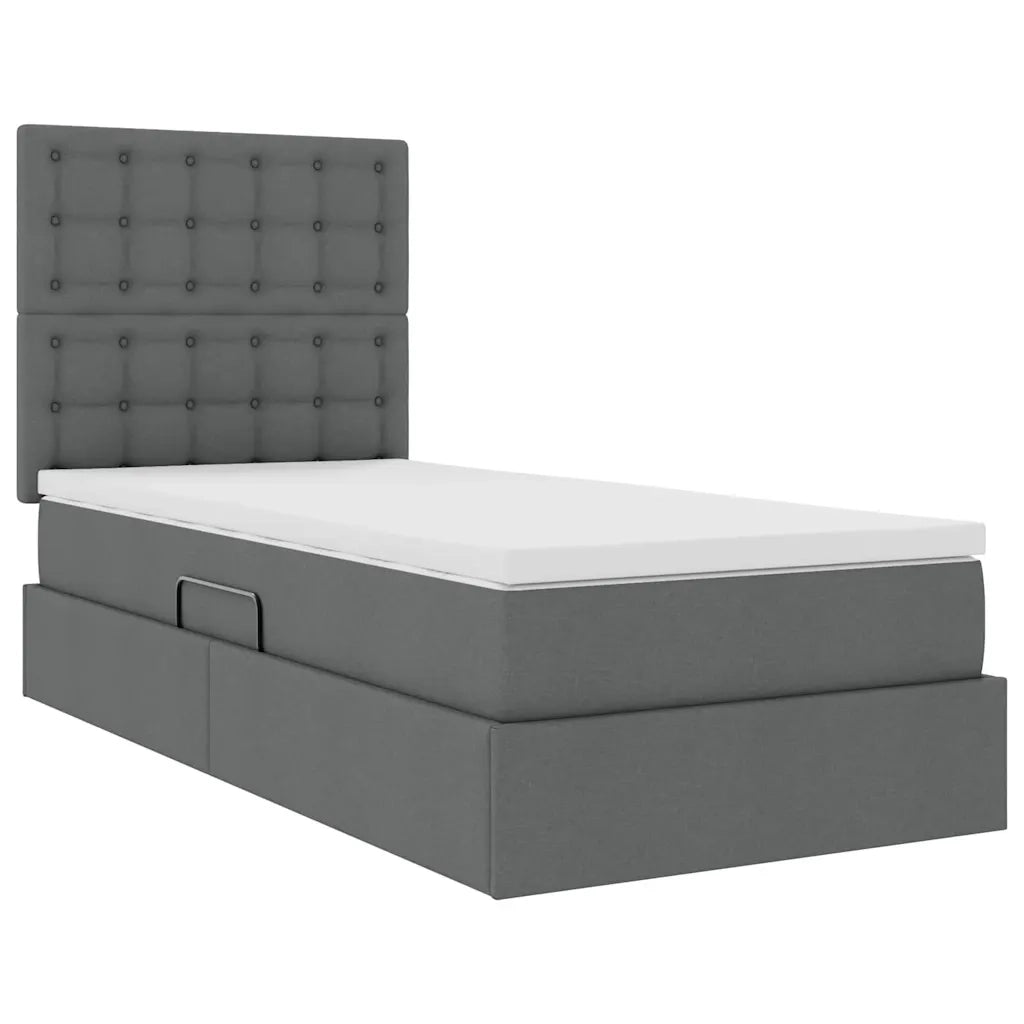 Letto con contenitore e LED con led Grigio scuro 100 x 200 cm