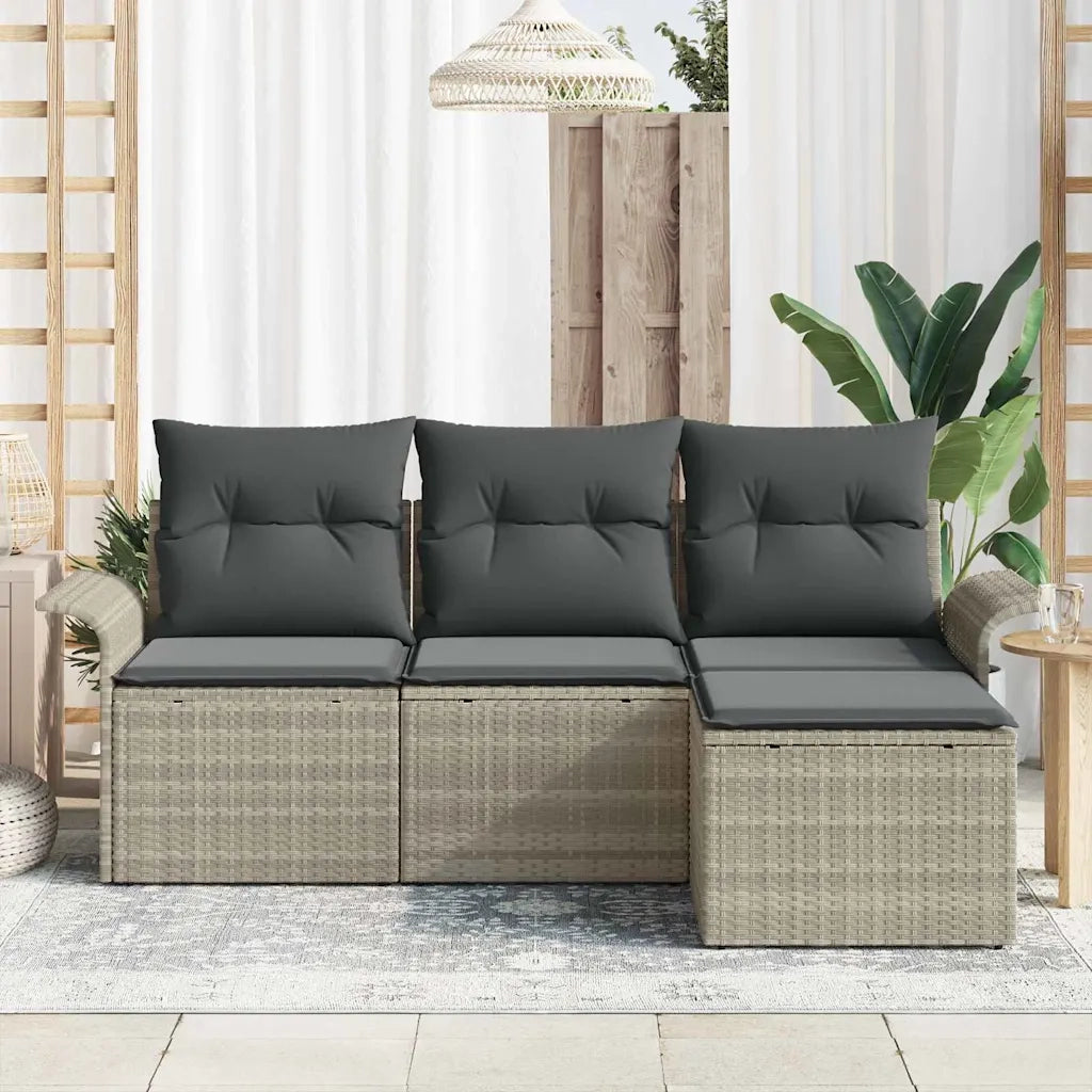 Set di divani con cuscino 4 pcs Grigio polyrattan 3345312