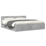 Letto matrimoniale | Letto per adulti | Giroletto Testiera Grigio Cemento 200x200 cm Legno Multistrato