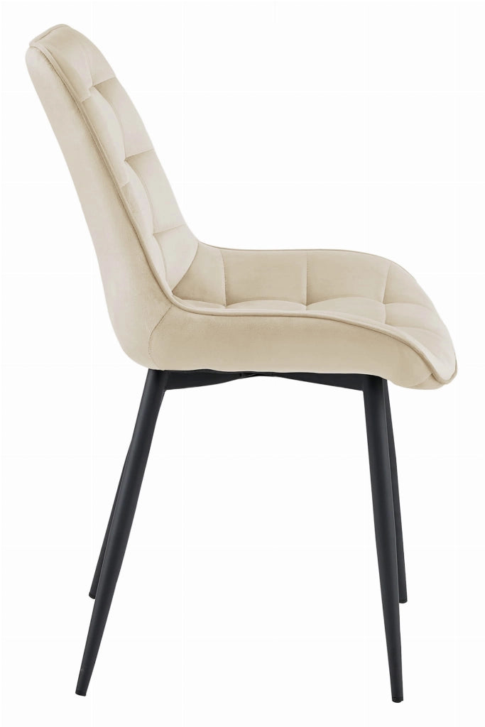 Sedia VALORA BERA - Velluto beige con gambe nere