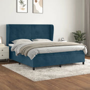 Giroletto a Molle con Materasso Blu Scuro 160x200 cm in Velluto