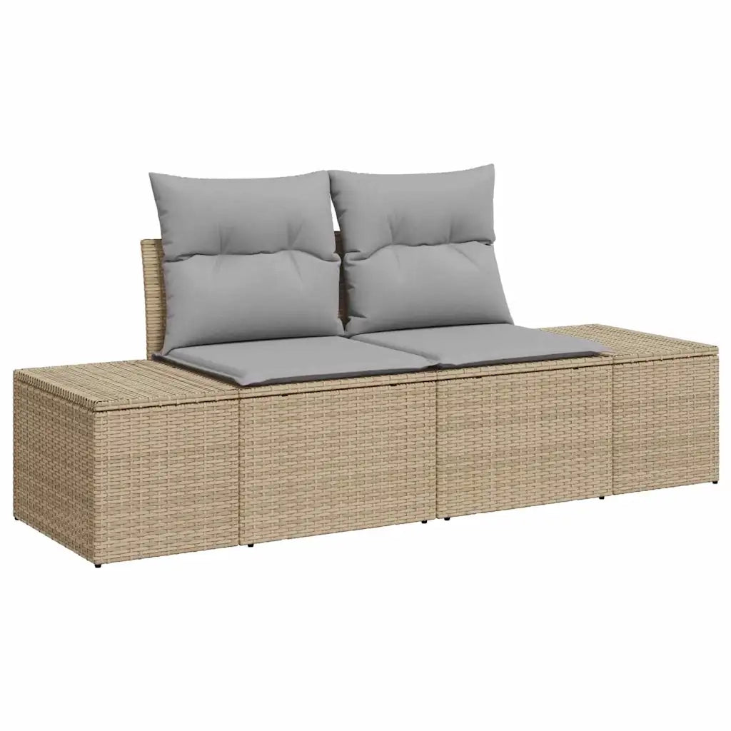 Set Divano da Giardino con cuscino 8 pcs Beige polyrattan