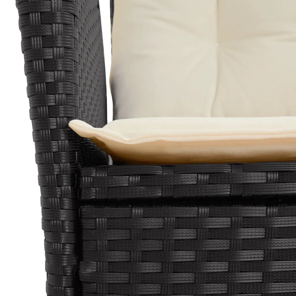 Set da Pranzo da Giardino 7 pz Nero con Cuscini in Polyrattan 3213089