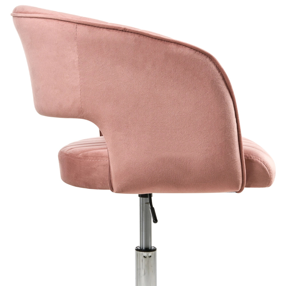 Moderna poltrona girevole da ufficio con braccioli e altezza regolabile velluto rosa