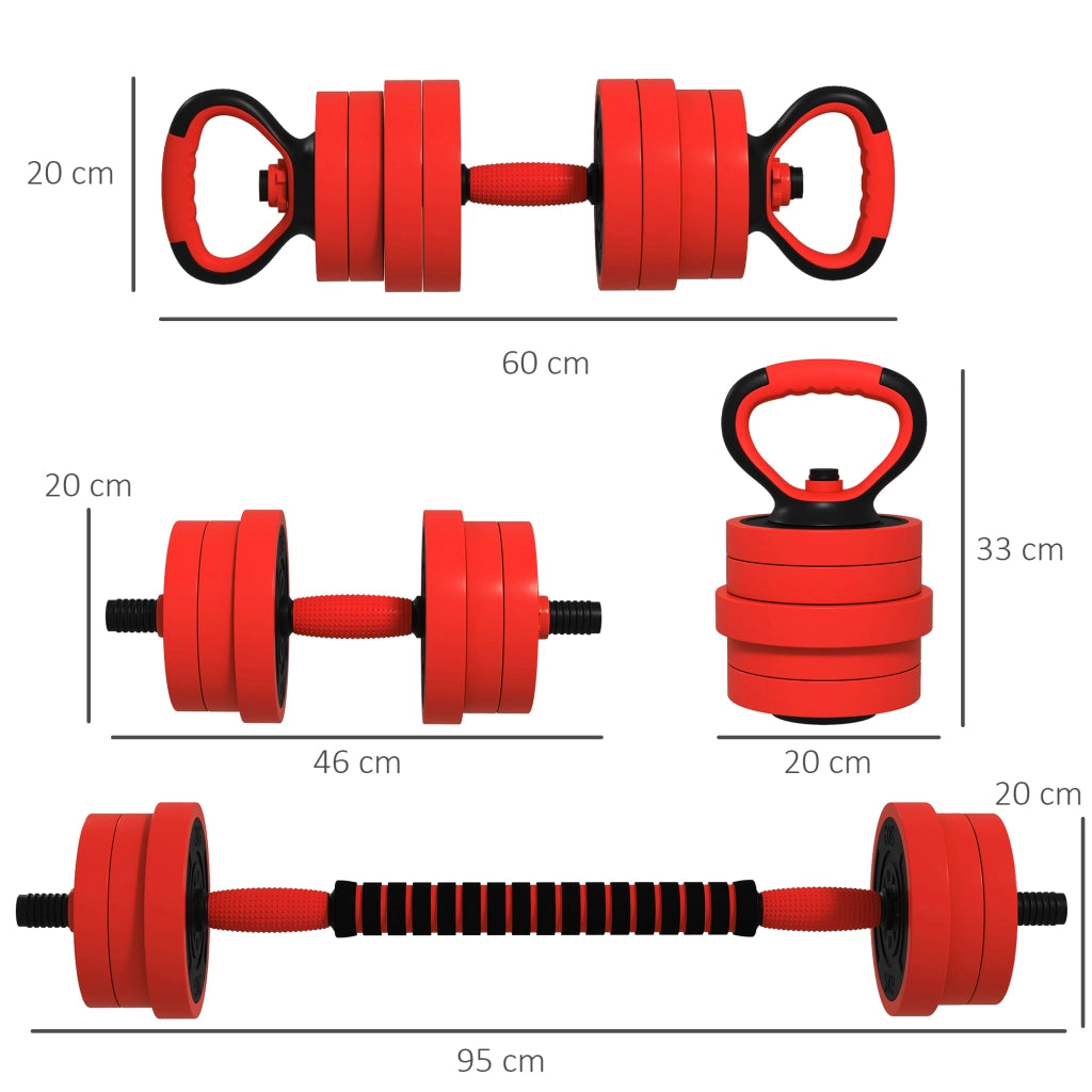 Set Pesi da Palestra 4 in 1 ¨C Minimal ¨C 20 kg, Rosso