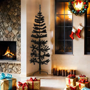 Albero Natale | Decorazioni natalizie Artificiale Sottile a Met¨¤ e Supporto Nero 180 cm