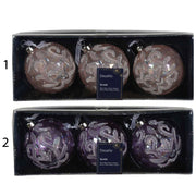 Box 3 palline in vetro con perline 8 cm