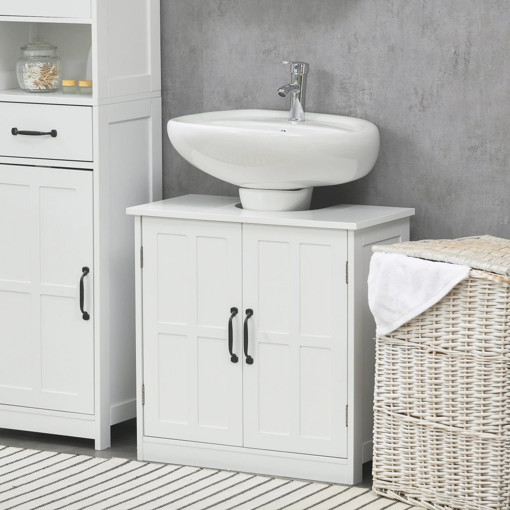 Mobile Sottolavabo Bagno con Ante e Ripiano Regolabile ¨C Minimal ¨C Bianco 60x30x60