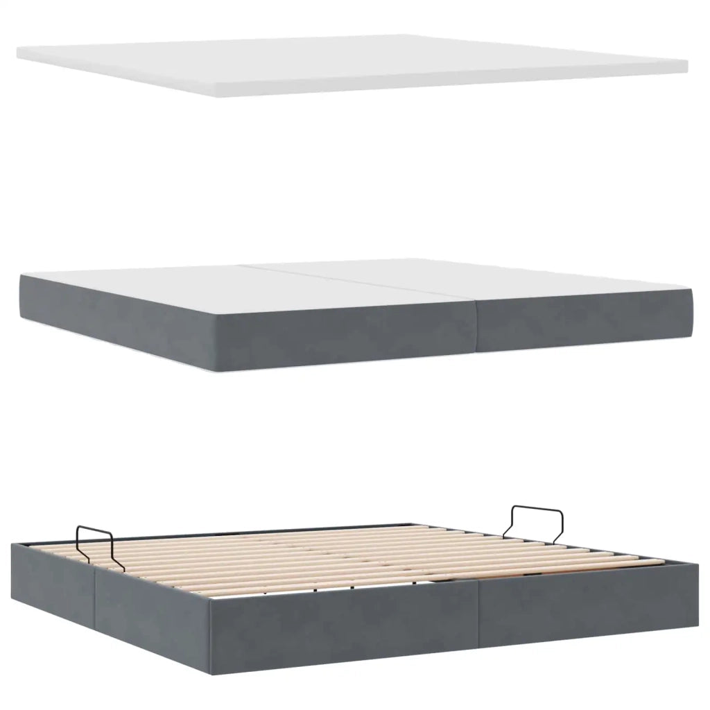 Letto con Contenitore Grigio scuro 200 x 200 cm Velluto