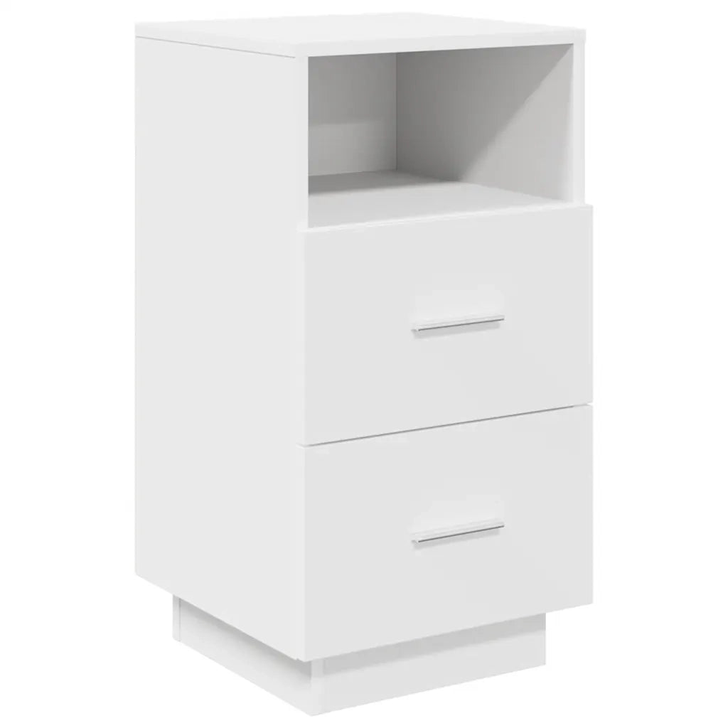 Comodino con 2 Cassetti-Tavolino da notte Bianco 36x36x68 cm