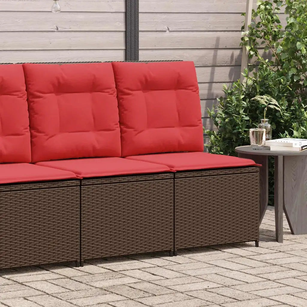 Divano da giardino con cuscino Marrone e Rosso polyrattan 3394482