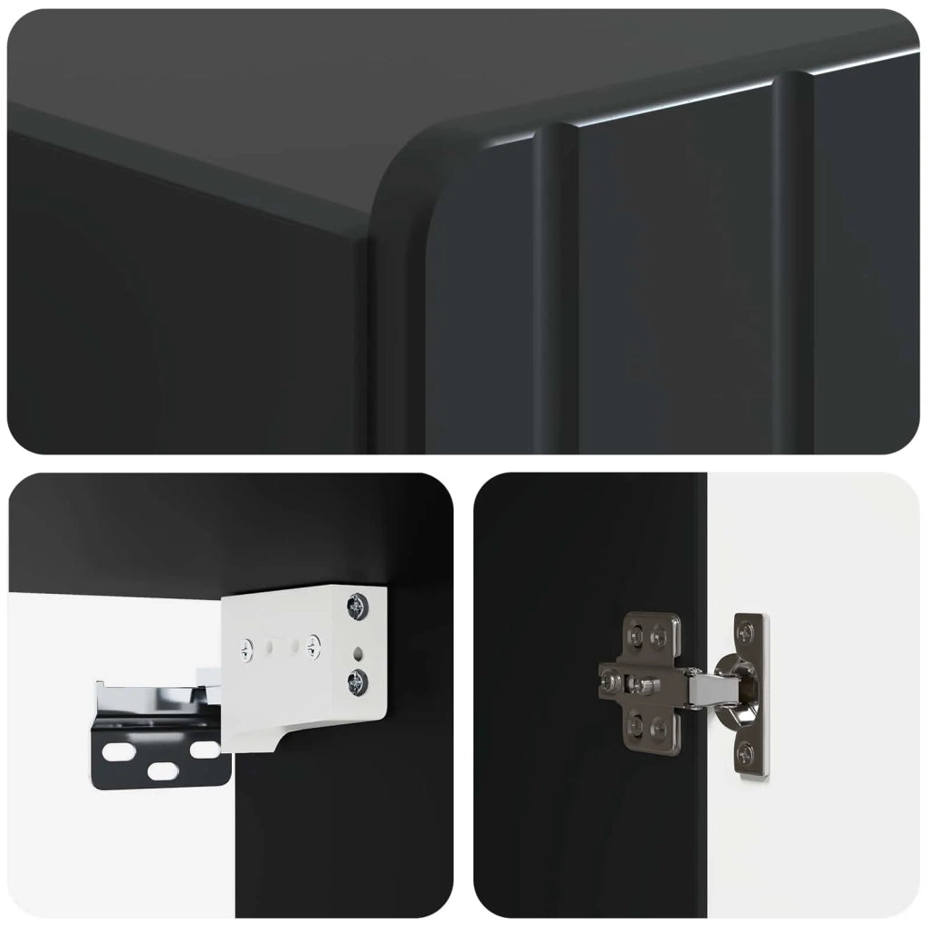 Armadietto a Muro | Mobiletto a muro Nero 66 x 34,5 x 92 cm Legno ingegnerizzato