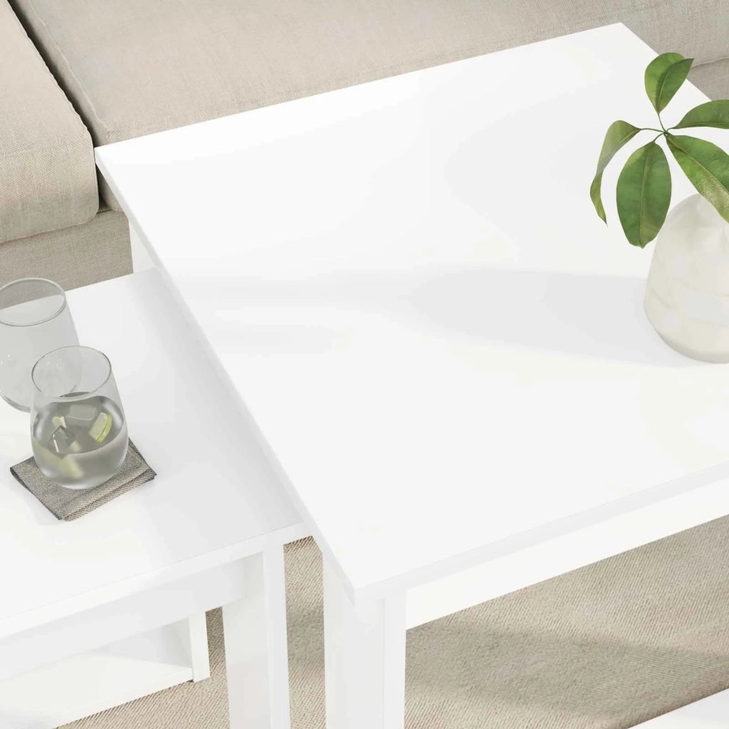 Set di Tavolini da Caffè 2 pcs Bianco Legno multistrato 8000124